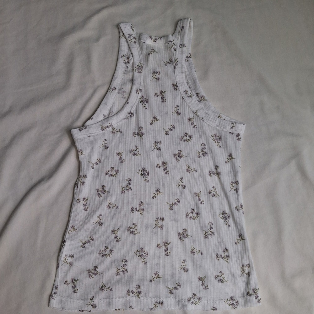 Brock Collection x H&M Womens Sm Racerback Tank Top Ribbed Stretch Floral Dainty - Picture 10 of 10